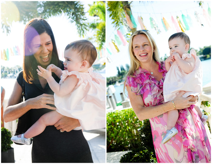 Outdoor party in Miami. Baby plays during Miami Birthday party.
