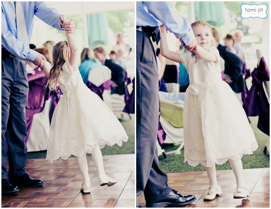 Little girl dancing at Boca Raton Wedding on Golf Course.