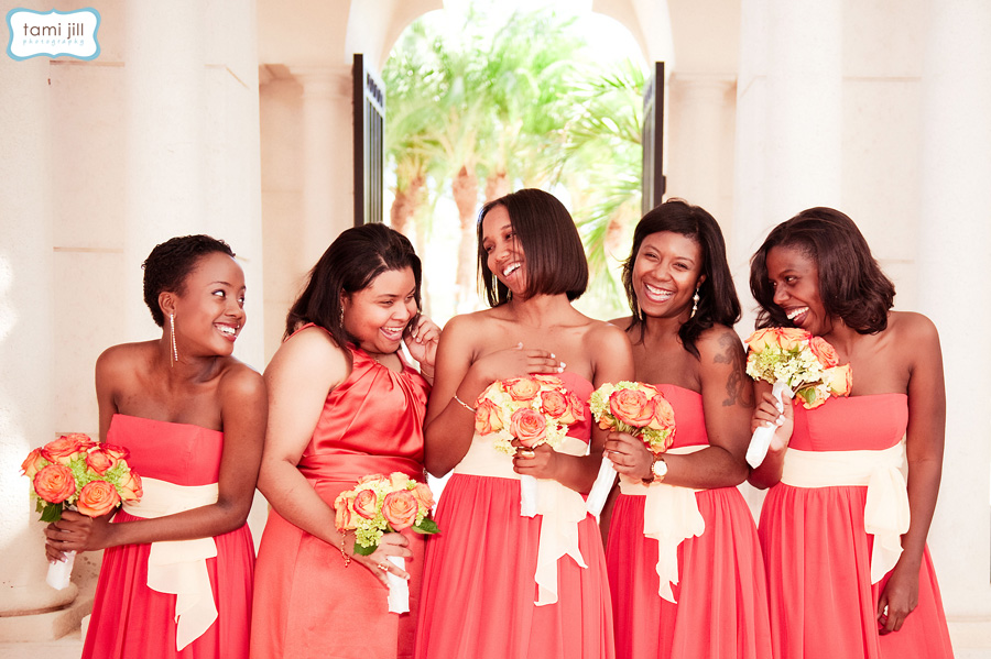 Bridesmaids at a South Florida wedding at The Addison, Boca Raton.