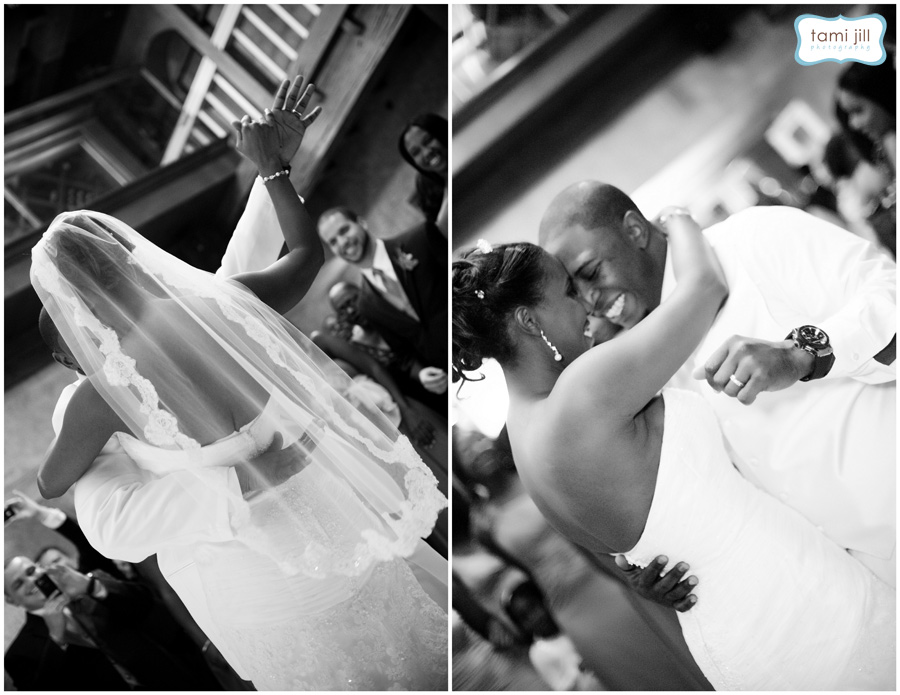 Bride and Groom dance in The Addison Reception room.