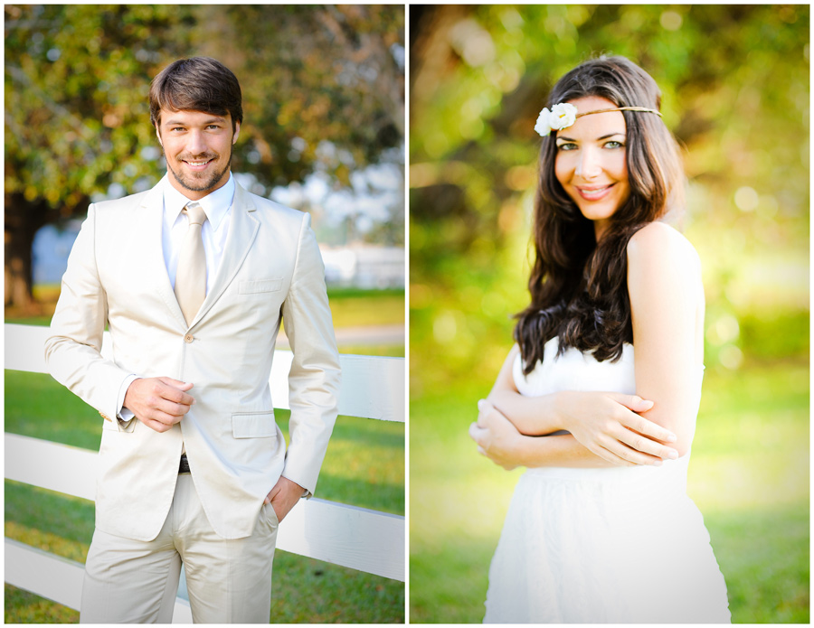Vintage bride poses for wedding photo in Davie, Florida.