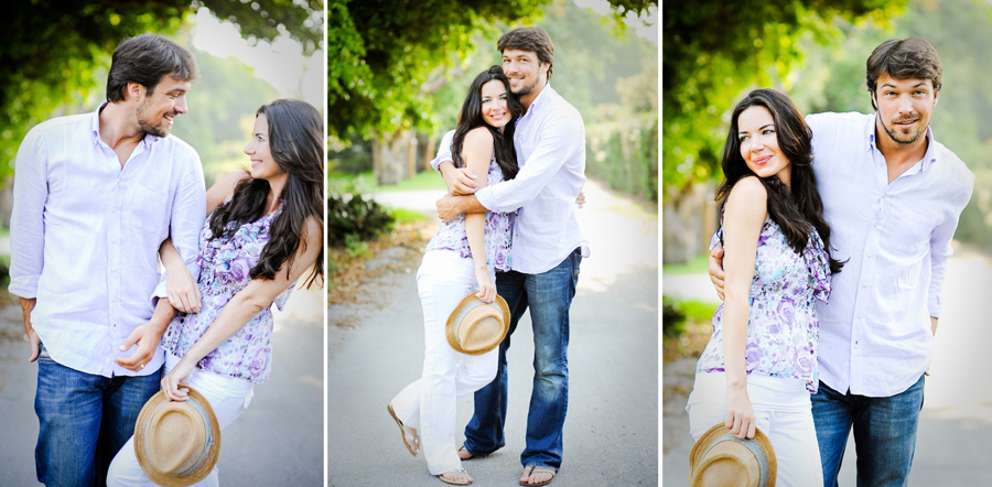 Cute preppy couple pose for a South Florida engagement photo shoot.