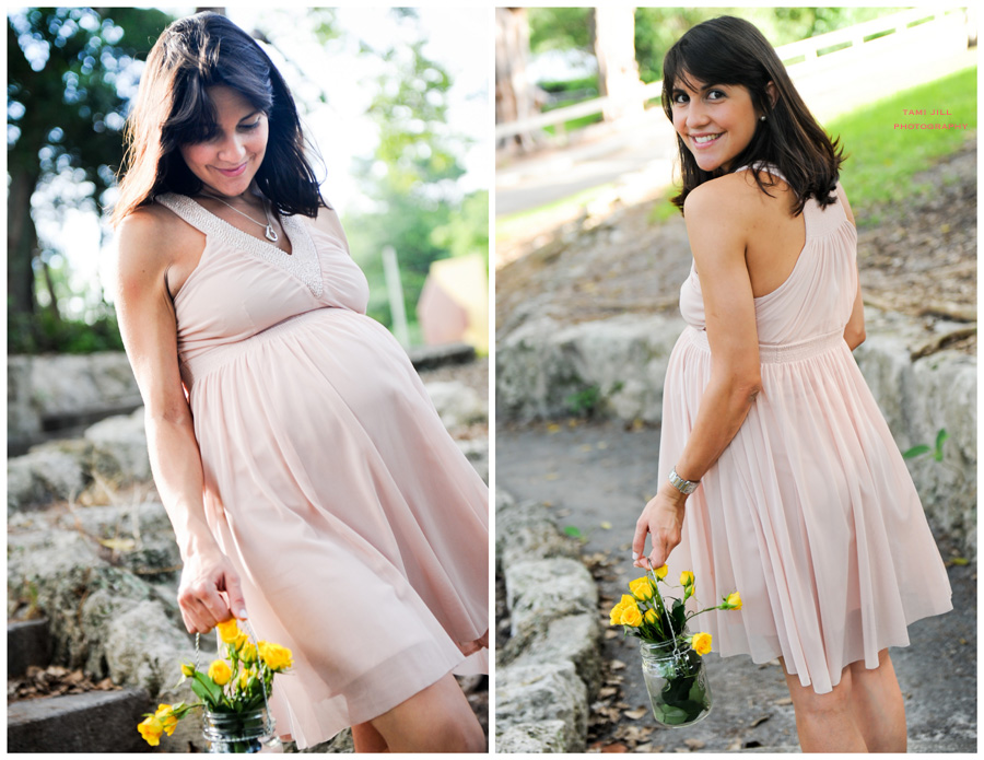 Woman holds flowers for her Maternity Photography session in Miami.