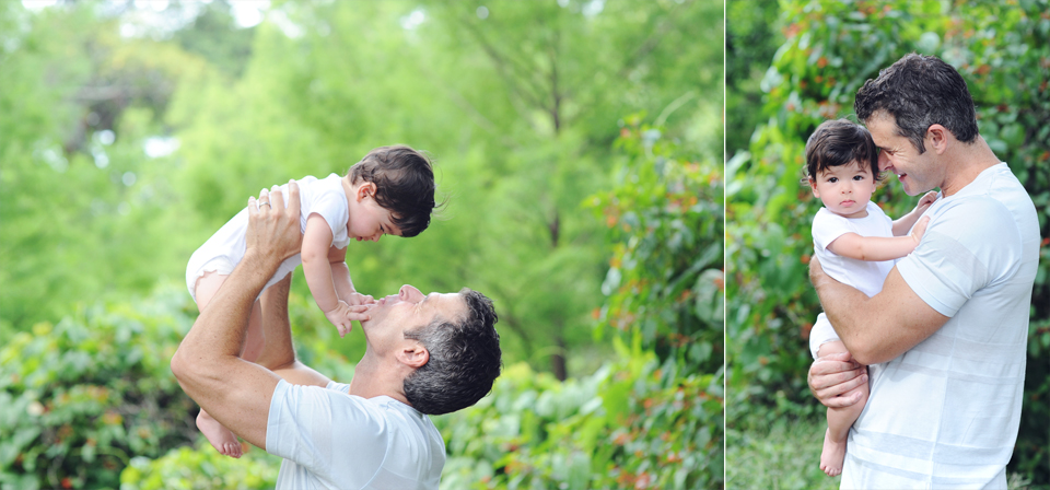 Daddy and son poses for Miami Beach Photographer.