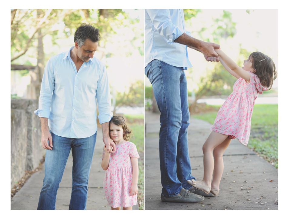 Daddy and daughter playing during Miami Family Photography session.