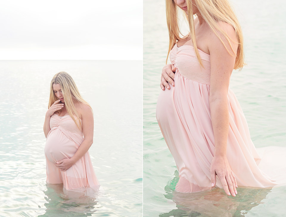Maternity photography in Miami Beach during sunrise.